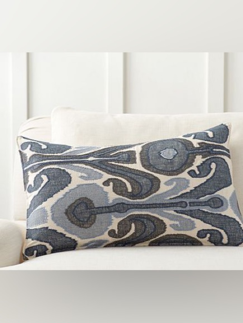 Pottery Barn Kenmare Ikat Embroidered Lumbar Pillow Covers (Set of 2)